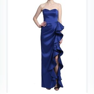 Badgley Mischka Strapless Royal Blue Gown